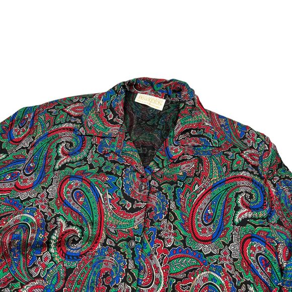 Pendleton Vintage 80s Paisley AOP Spread Collar Button Up Long Sleeve Blouse 6 - Picture 3 of 7